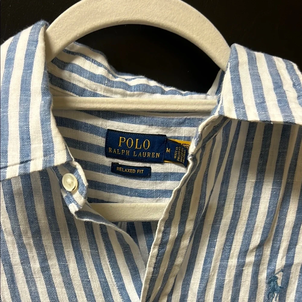 Polo by Ralph Lauren women’s Striped Shirt in Blue and White linen - Picture 4 of 7